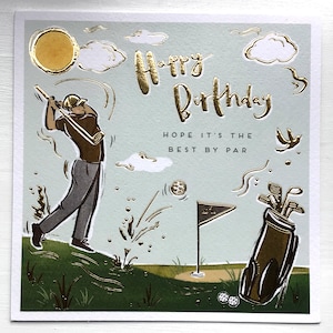 Carte d'anniversaire de golf et enveloppe. J'espère que c'est le meilleur par la moyenne ! Idéal pour votre mari golfeur, votre père ou votre parent de sexe masculin. Carte-cadeau de golf de qualité pour un anniversaire