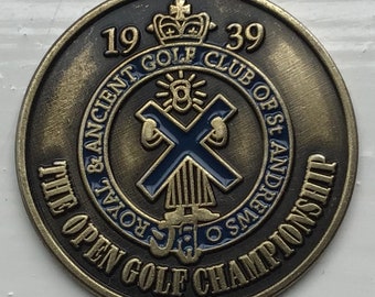 Old Golf Ball Marker for the 1939 Open Championship - St Andrews Scotland - Great 85 year old birthday gift - Superb golf ballmarker gift