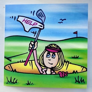 Golf Geschenkkarte und Umschlag. Comic Fun Hilarious - Ideal für Ihre Golf verrückte Frau oder Freundin. Eignet sich gut als Golf-Geburtstagskarte.