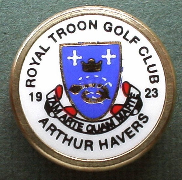 Image of Old Original Golf Ball Marker - 1923 Open Championship. Arthur Havers Win. Unique Golf Birthday Gift . Superb Gold & Silver Foil Effect