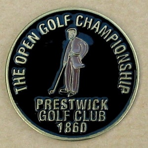 Moneda de marcador de pelota de golf pintada a mano 1860 Open Championship. El primer Open Championship. Un regalo soberbio para cualquier golfista. Prestwick Escocia