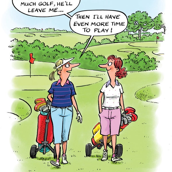 Golf Gift Card and envelope - Comic Fun Hilarious - Ideal for your golfer husband, wife, partner, friend or relative. Or birthday golf card?