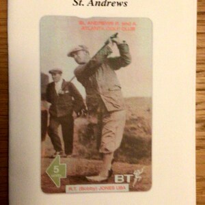 Bobby Jones StAndAndrews win Schottland Golf Telefon Karte Vintage Stil zeigen Falter.