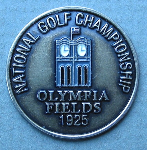 Image of Old Hand Painted Coin Golf Ball Marker For The 1925 Uspga Championship - Olympia Fields Country Club