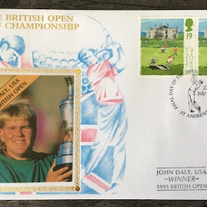 Excelente portada del primer día del Campeonato Abierto de Golf coleccionable de golf de 1996 con sello de mano especial de Royal Mail, sello postal de golf, regalo de cumpleaños número 28