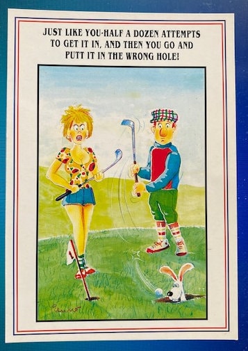 Golf Card Rude Golf Birthday Card Golf Post Card - Hilarious Comic Fun. Ideal to Make ...