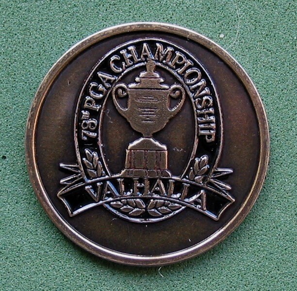 Image of Old Hand Painted Golf Ball Marker The 1996 Uspga Championship. Valhalla Club - Great Birthday Gift For 24 Year Old
