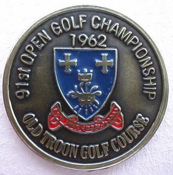 Image of Old Golf Ball Marker For The 1962 Open Championship - Arnold Palmer Win. Unique Birthday Gift 57 Year Old