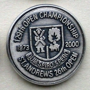 2000 Pennarello per pallina da golf con stelo in peltro Vecchio campo da golf St Andrews - Scozia. Vince Tiger Woods. Splendido regalo di compleanno per il 24esimo compleanno di 24 anni