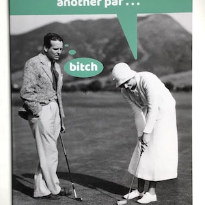 Golf Geschenkkarte & Umschlag. Ruder Comic Spaß. Frau gewinnt Golf Match gegen Mann! Für Golfer Frau, Mann, Freund. Innen leer. Geburtstags-Golf