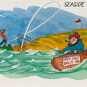 Golf Postkarte - Hilarious Comic Fun. Ideal zum Einstecken in eine Golf Geburtstagskarte Geschenk Mann, Frau, Freundin, Verwandte. Meer Golf Schottland