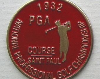 Old Hand Painted Coin Golf Ball Marker for the 1932 USPGA Golf Championship - Keller Golf Course. 91 year old birthday gift  ballmarker gift