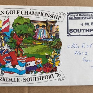 Superb 1976 Open Golf Championship collectable First Day Cover & Special Royal Mail handstamp. 48 year birthday golf gift Exceptionally rare