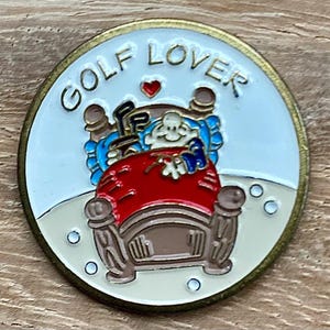 Marcatore per palline da golf vintage GOLF LOVER raro marcatore per palline da golf Golfdesign USA Painted Coin. Superbo regalo per golfisti. Regalo di compleanno per golfisti - magnetizzato.