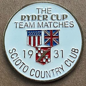 Old Vintage Hand Painted Golf Ball Marker for the 1931 Ryder Cup - Scioto Country Club. Superb birthday golf gift the 93 year old