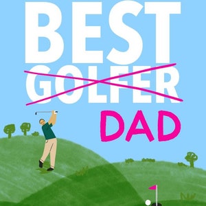 Golfcadeaukaart en envelop - Comic Fun Hilarisch. 's Werelds beste golfervader. Golfkaart blanco binnenin. Echtgenoot Golfverjaardag. Vaderdag golf