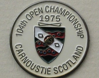 Vintage Golf Ball Marker hand painted coin 1975 Open Championship Carnoustie Golf Club Scotland Unique 49 year old 49th birthday golfer gift