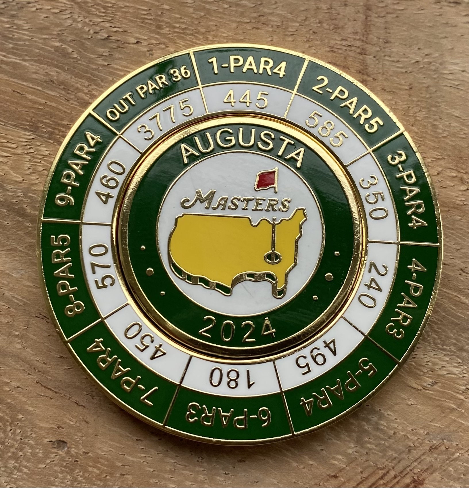 Fabulous 2024 Masters Augusta Golf Club Enamelled Coin Golf