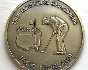 Superb large Jack Nicklaus Golf Coin the 1966 Masters celebrating his famous win - golf ball marker. Unique 58th birthday gift 58 year old.