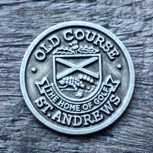 The Old Course St Andrews - Scotland. Superb pewter golf ball marker gift.