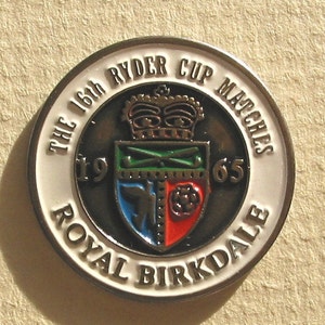 Old Vintage Hand Painted Golf Ball Marker for the 1965 Ryder Cup - Royal Birkdale Golf Club - Ideal birthday gift 61 year old 61st birthday