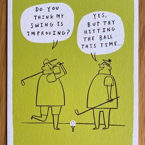 Alles Gute zum Geburtstag Golf Geschenkkarte und Umschlag Comic Fun Hilarious - Ideal für Ihren Golfer Ehemann, Frau, Partner, Golffreund oder Verwandten.