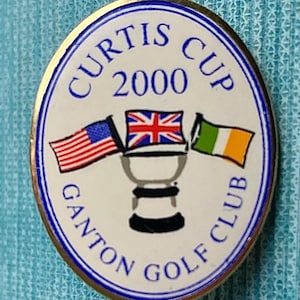 Curtis Cup 2000 top quality enamel golf badge or brooch Old Course Ganton Yorkshire. Superb lady golf team badge. Birthday gift 24 year old