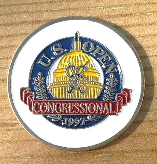 Image of Old Hand Painted Golf Ball Marker For The 1997 Us Open Championship. Unique Birthday Gift 23 Year Old