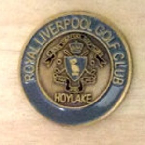 Old Royal Liverpool Golf Club England Hand Painted Coin Golf Ball Marker Superb birthday wedding anniversary gift.  Open Championship Course