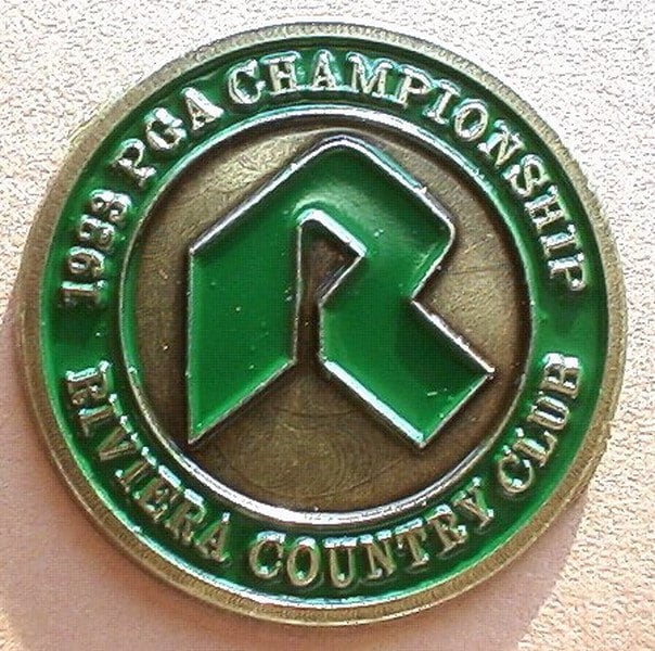 Image of Old Hand Painted Golf Ball Marker For The 1983 Uspga Championship - Riviera Country Club . Ideal Birthday Gift 37 Year Old