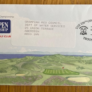 Superb 1997 Open Golf Championship collectable First Day Cover & Special Royal Mail handstamp. 27 year birthday golf gift.A rare collectable