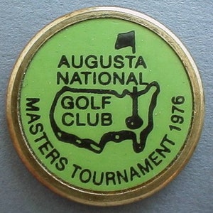 Marcador de bola de golf con vástago de latón antiguo original del Masters de 1976: un antiguo marcador de bola con vástago de latón antiguo. Regalo único para el 50.º cumpleaños.