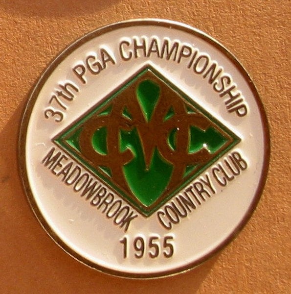 Image of Old Golf Ball Marker For The 1955 Uspga Championship - Meadowbank Country Club. Unique Birthday Gift 65 Year Old