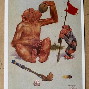 Golf Postkarte 1920er Jahre Vintage - alte Comic Golf Postkarte - Lawson Wood Serie.  Lustige alte Golfkarte "Ideal zum basteln einer lustigen Geburtstagskarte."