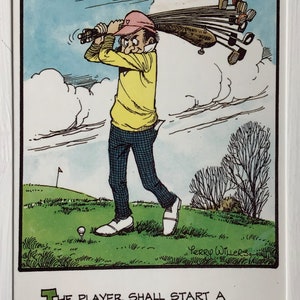 Carte postale de golf - Amusement comique hilarant. Idéal pour faire une carte d'anniversaire de golf, cadeau artistique pour mari, femme, ami. Golfeur fou de golf 14 clubs