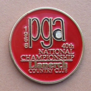 Marcador de bola de golfe Old Coin para o Campeonato de Golfe USPGA de 1958 - Llanerch Country Club. Ótimo presente de golfe de 66 anos ou presente para 66 anos