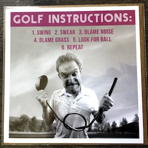 Golf Geburtstagskarte! Comic Golf.  Für Ihren Golfer Ehemann, Partner, Freund. Golf Geburtstagskarte für den aufgebrachten Golfer, der beim Golf Müll ist.