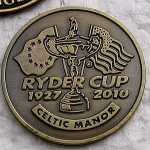 A rare Golf Ball Marker coin for the 2010 Ryder Cup held at the Celtic Manor Golf Club Wales. Ideal golf gift for the 14 year old golfer.
