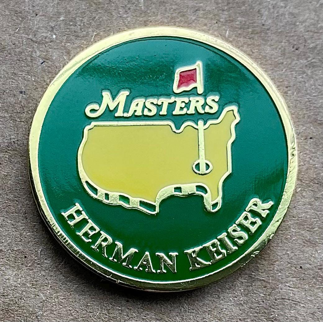 Fabulous 1946 Masters Double Sided Enamelled Coin Golf Ball Marker