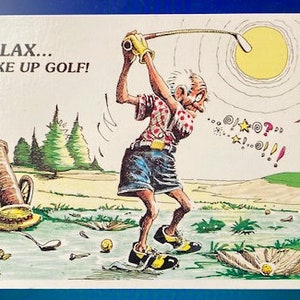 Cartão de aniversário de golfe. Cartão postal de golfe - Diversão cômica e hilária. Ideal para presentear marido, esposa, amigo, parente. Relaxante jogando golfe!