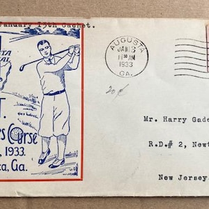 Bobby Jones Golf Cover Augusta National Golf Club GA Course Opening 1933 Stamp Cover - Very Rare