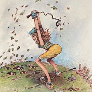 Golf Postkarte - Hilarious Comic Fun. Ideal, um ein Golf-Geburtstagskartengeschenk für Ehemann, Ehefrau, Freund, Verwandte zu machen. Sehr verrückte Golferin.