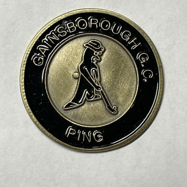 Old Ping Hand Painted Coin Golf Ball Marker Superb Birthday or Christmas gift Gainsborough Golf Club the Ping Golf Fitting Centre in the UK