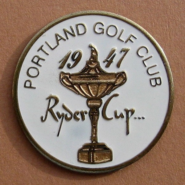 Old Vintage Hand Painted Golf Ball Marker for the 1947 Ryder Cup - 77 year old 77th birthday golf