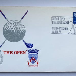 Superb 1973 Open Golf Championship collectable First Day Cover & Special Royal Mail handstamp + information card. 51 year birthday golf gift