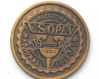 Old Golf Ball Marker for the 1991 US Open Golf Championship held at the Hazeltine National Golf Club USA.Birthday gift / present 32 year old