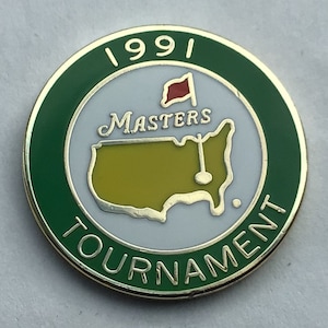 Old original Enamelled Stem Golf Ball Marker for the 1991 Masters - excellent unused condition. Unique 33rd birthday gift for a 33 year old