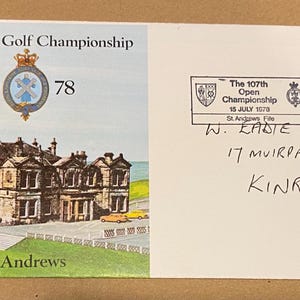 Superb 1978 Open Golf Championship collectable First Day Cover & Special Royal Mail handstamp. 46 year birthday golf gift. Jack Nicklaus win