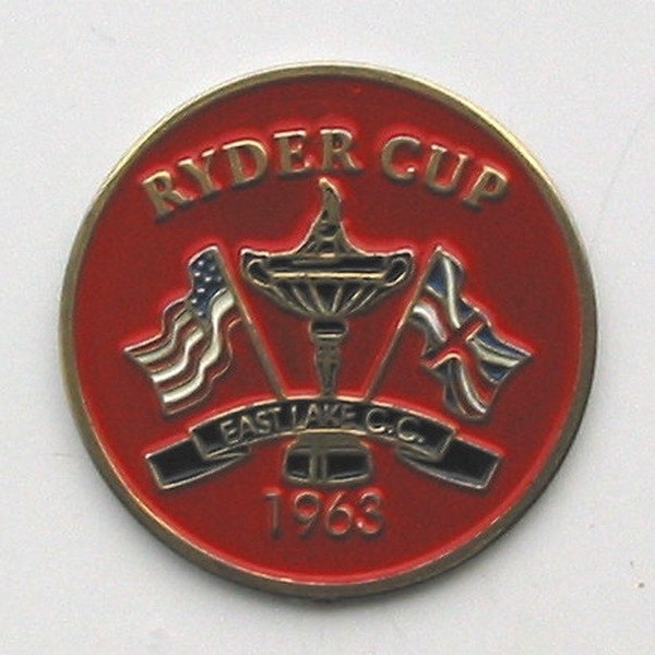 Old Vintage Hand Painted Golf Ball Marker for the 1963 Ryder Cup - East Lake Golf Club - Unique birthday gift 61 year old wedding gift