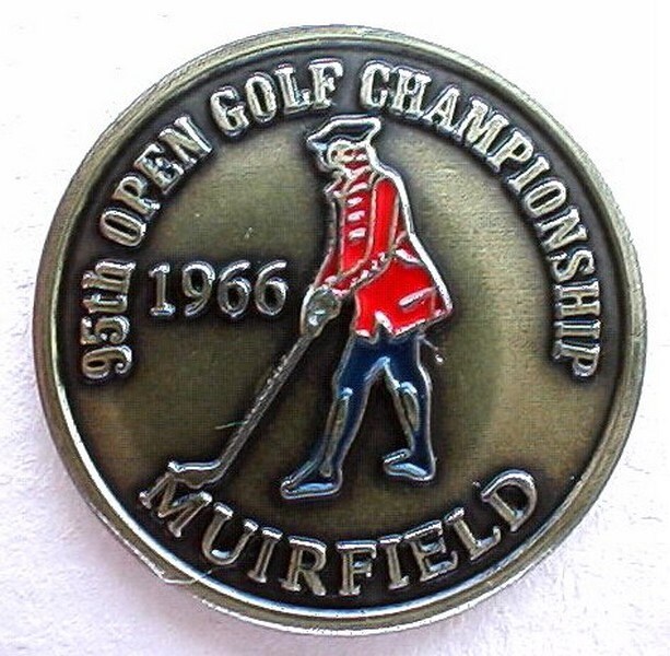 Image of Old Hand Painted Coin Golf Ball Marker For The 1966 Open Championship - Jack Nicklaus Winner. Ideal Birthday Gift 54 Year Old